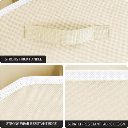 Fabric Closet Bins, 6-Pack of Trapezoid Shelf Organizers with Handles, Beige - Image 3