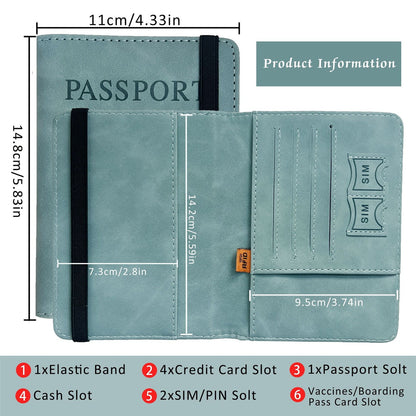 Passport Holder with Blocking Lining, Faux Leather Travel Wallet in Green - Image 6