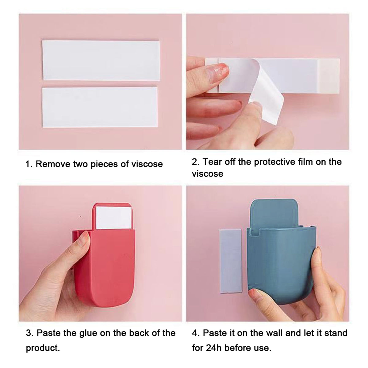 Adhesive Remote Control Holders, 2-Pack Wall Caddies for Bedside or Desk - Image 5