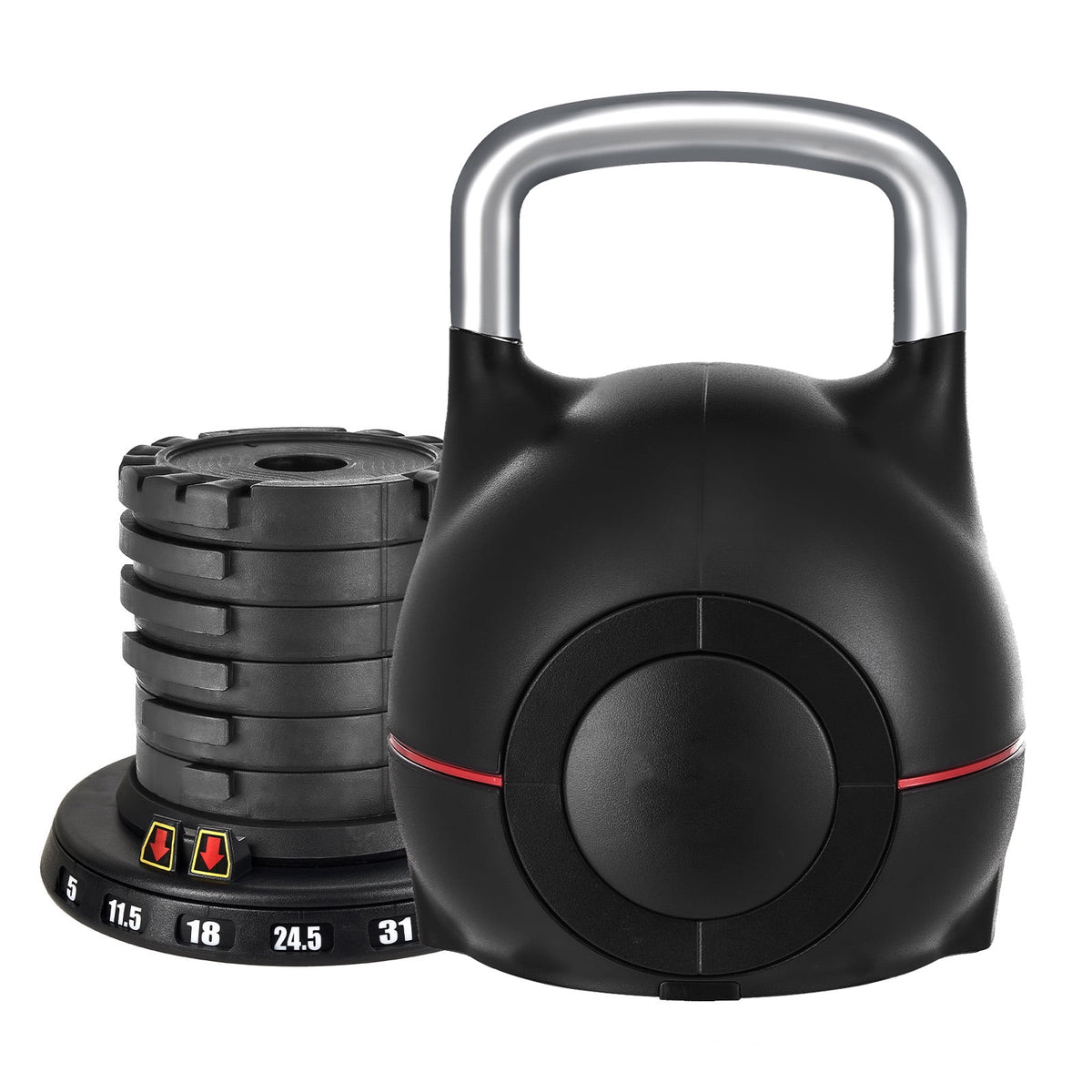 Adjustable Kettlebell with Seven Weight Settings, up to 44 lb, Black
