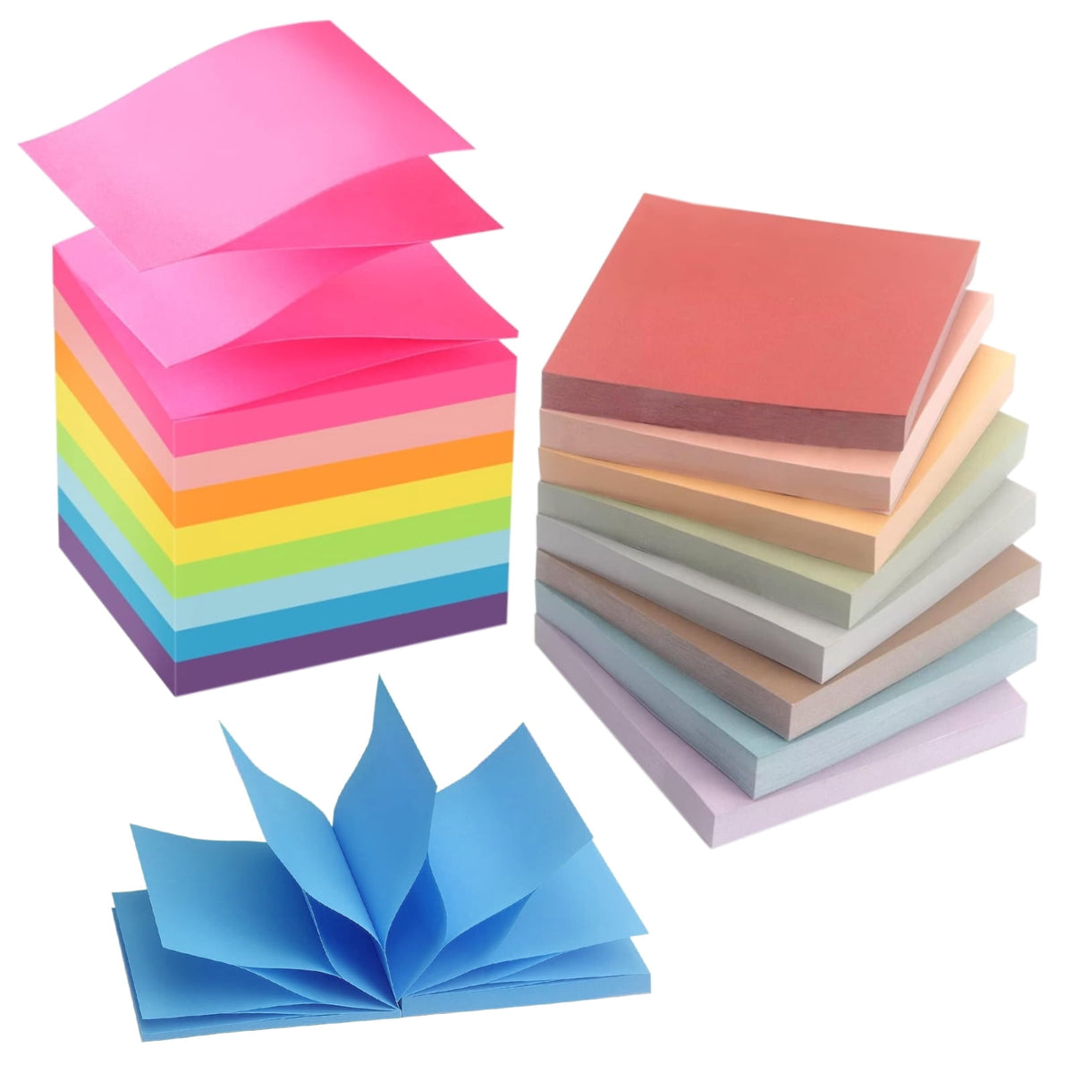 Pop-Up Sticky Notes, 16 Pads of 3 by 3 Inch Memo Sheets in Assorted Colours