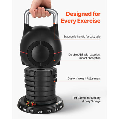 Adjustable Kettlebell with Seven Weight Settings, up to 44 lb, Black - Image 2