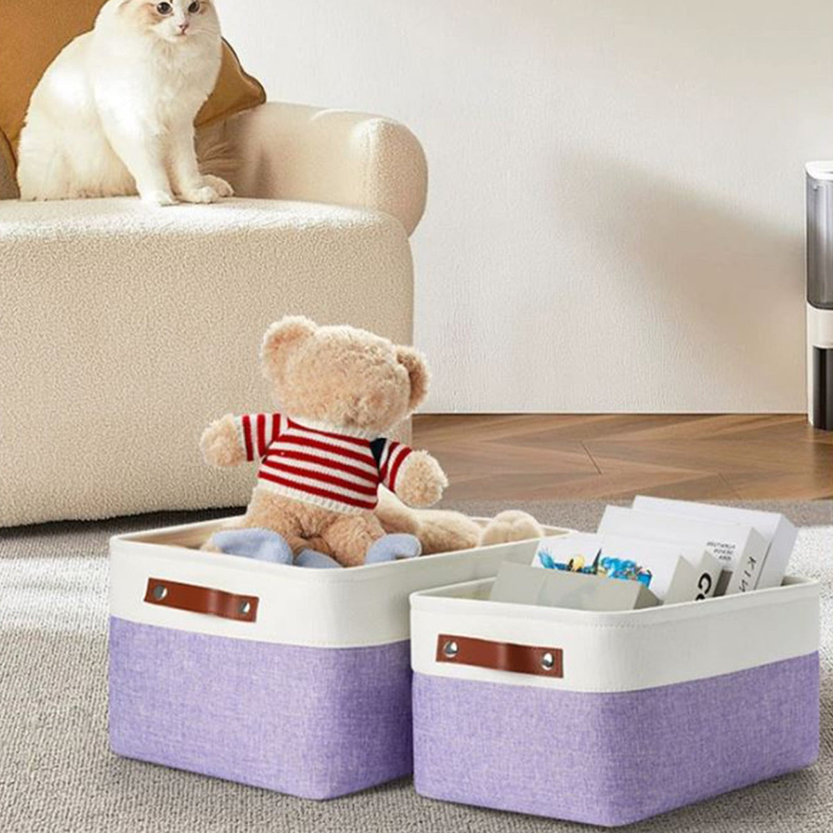 Foldable Cloth Storage Bin, 14 by 10 Inch Fabric Box for Wardrobe and Toys - Image 6