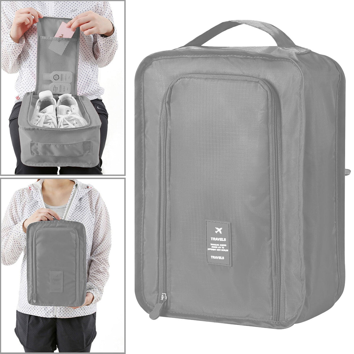 Travel Shoe Bag, Zip Pouch for Packing Shoes in a Suitcase, 11.8 by 8.3 Inches - Image 2