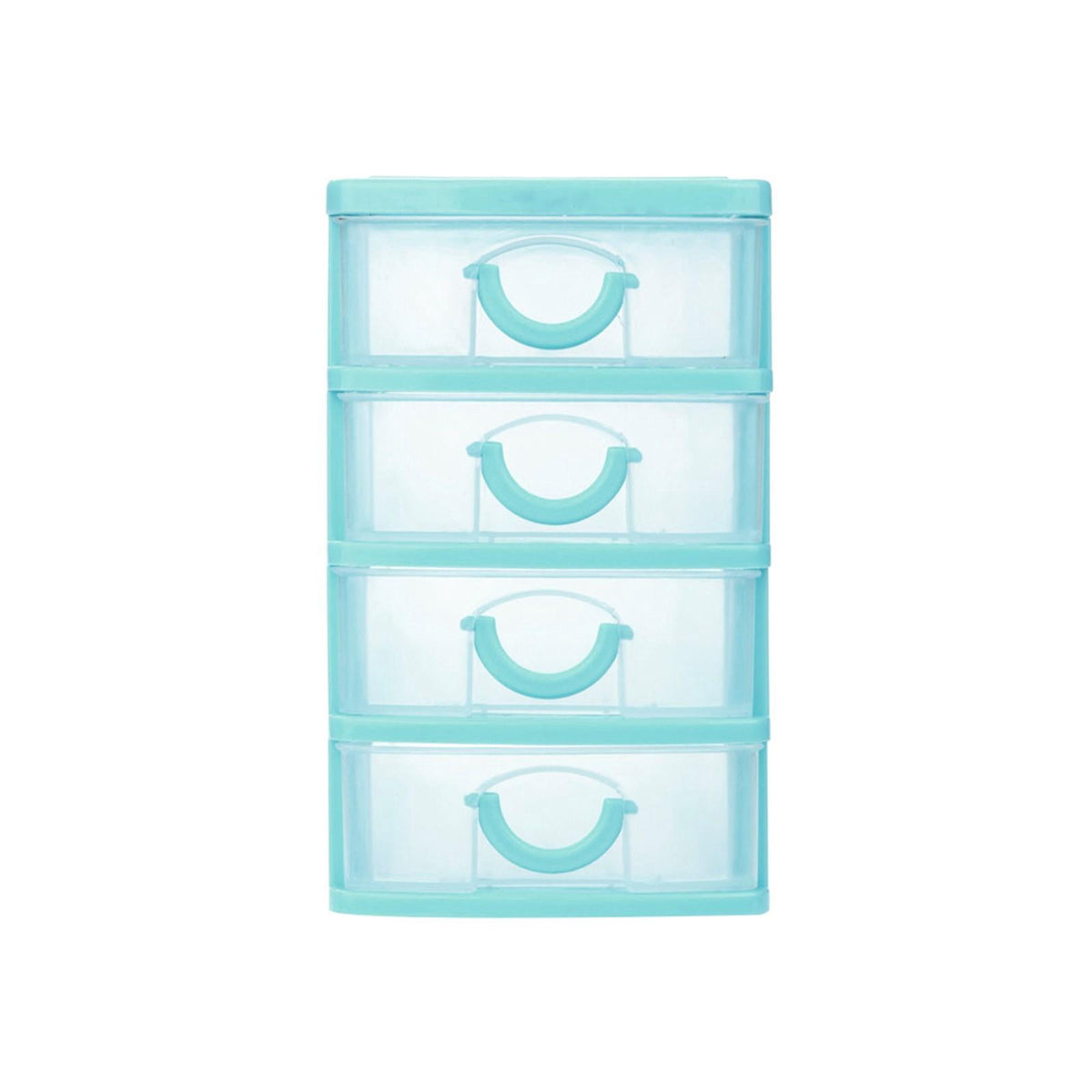 Clear Stacking Drawer Organizer in Sky Blue, 7 by 5 by 10 Inch Desktop Unit - Image 4