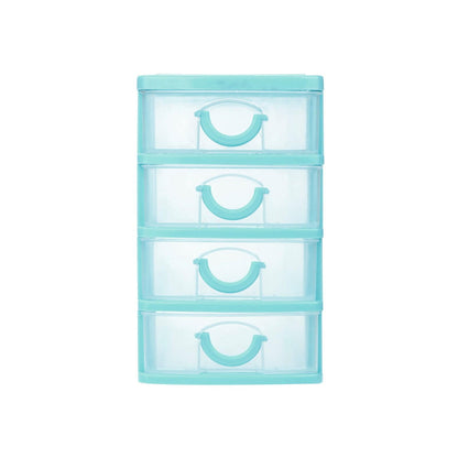 Clear Stacking Drawer Organizer in Sky Blue, 7 by 5 by 10 Inch Desktop Unit - Image 4