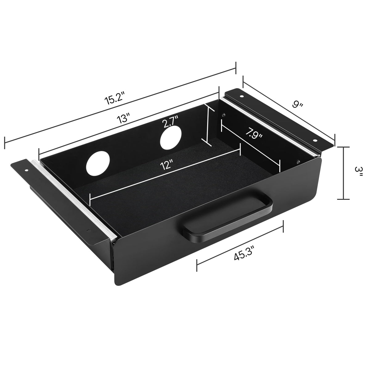 Under-Desk Pull-Out Drawer, 15 by 9 by 3 Inch Steel Tray with Felt Lining - Image 4