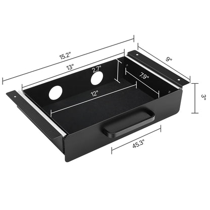 Under-Desk Pull-Out Drawer, 15 by 9 by 3 Inch Steel Tray with Felt Lining - Image 4
