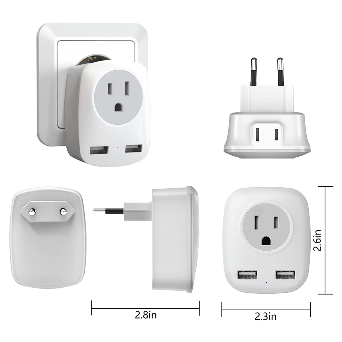 Travel Plug Adapter Set for Europe and the UK, Type C and Type G with USB Ports - Image 5