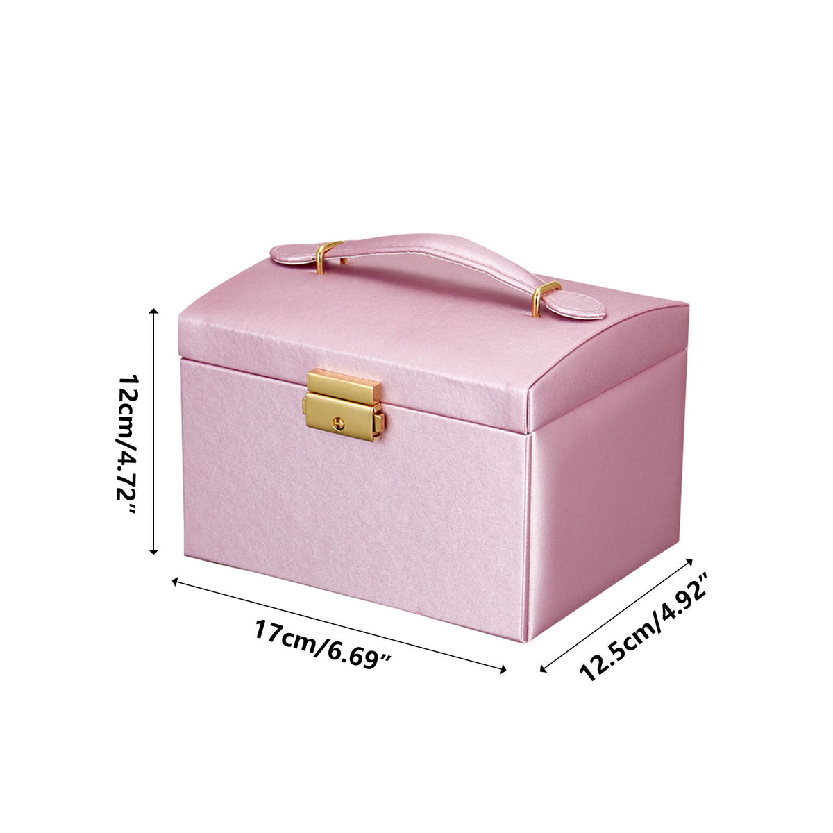 Three-Tier Jewelry Box with Lock, Faux Leather Case with Mirror and Drawers - Image 3