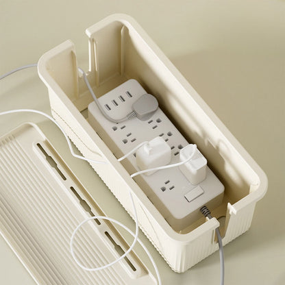 Cable Management Box in White, 9.25 Inch Case to Hide a Power Strip and Cords - Image 2