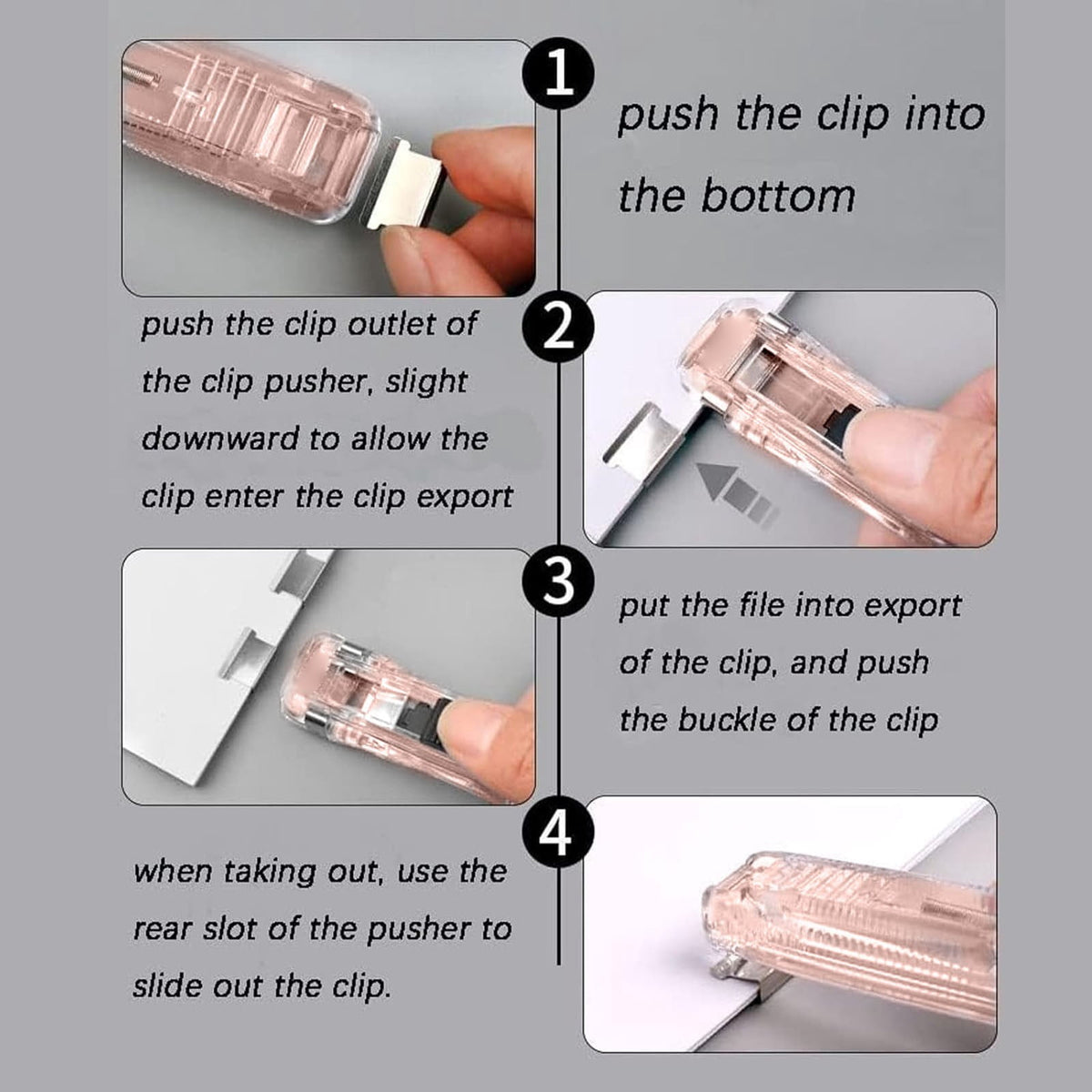 Handheld Paper Clip Dispenser, Push-Action Clamp Tool for Filing and Sorting - Image 6