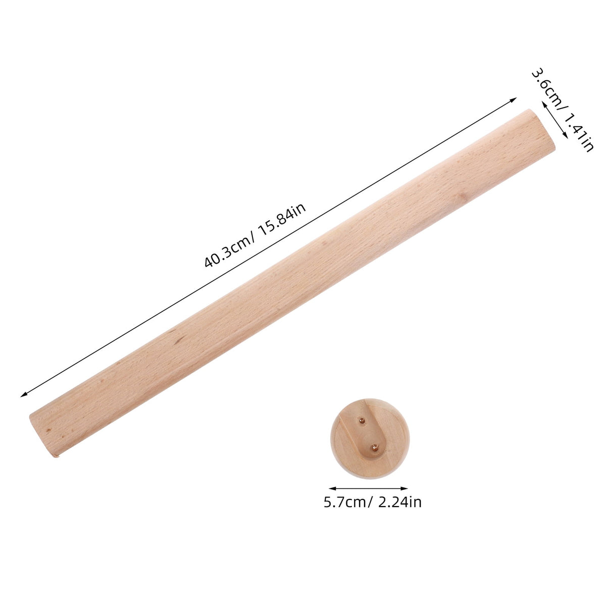 Beech Wood Closet Rod with Flange Mounts, 15.8 Inch Hanging Rail - Image 2