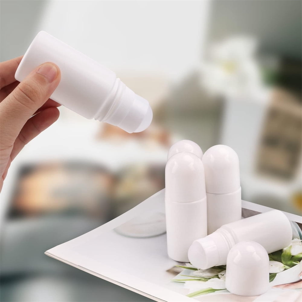 Refillable Rollerball Bottles, 4-Pack of 50 ml White Plastic Travel Containers - Image 2