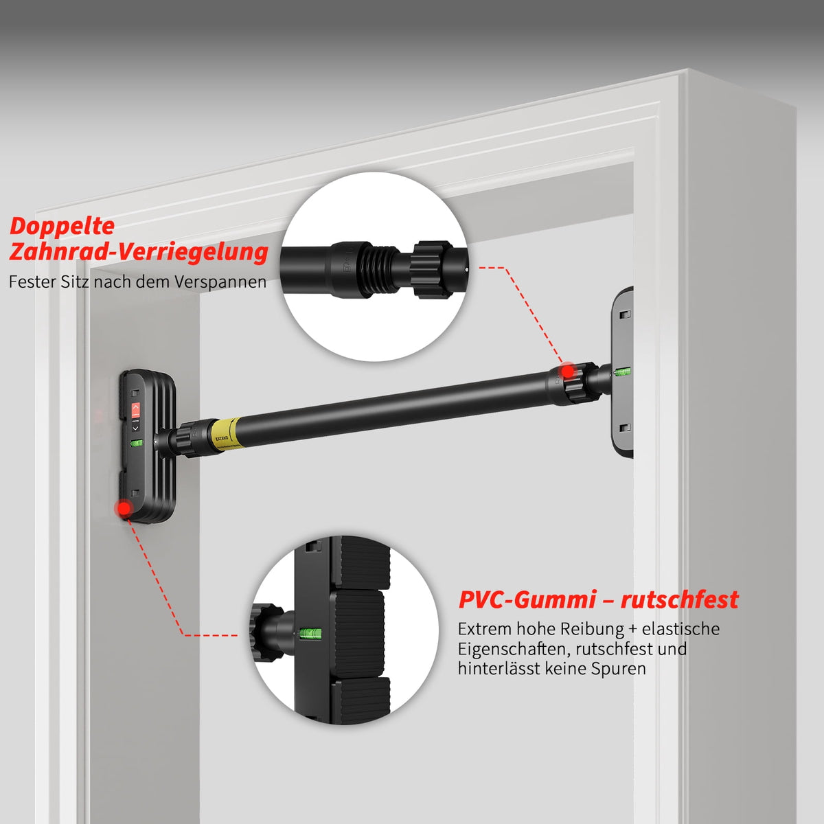 Doorway Pull-Up Bar, No-Drill Fit for 72 to 110 cm Frames, 200 kg Capacity - Image 5
