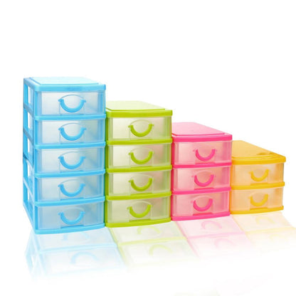 Clear Stacking Drawer Organizer in Sky Blue, 7 by 5 by 10 Inch Desktop Unit - Image 2