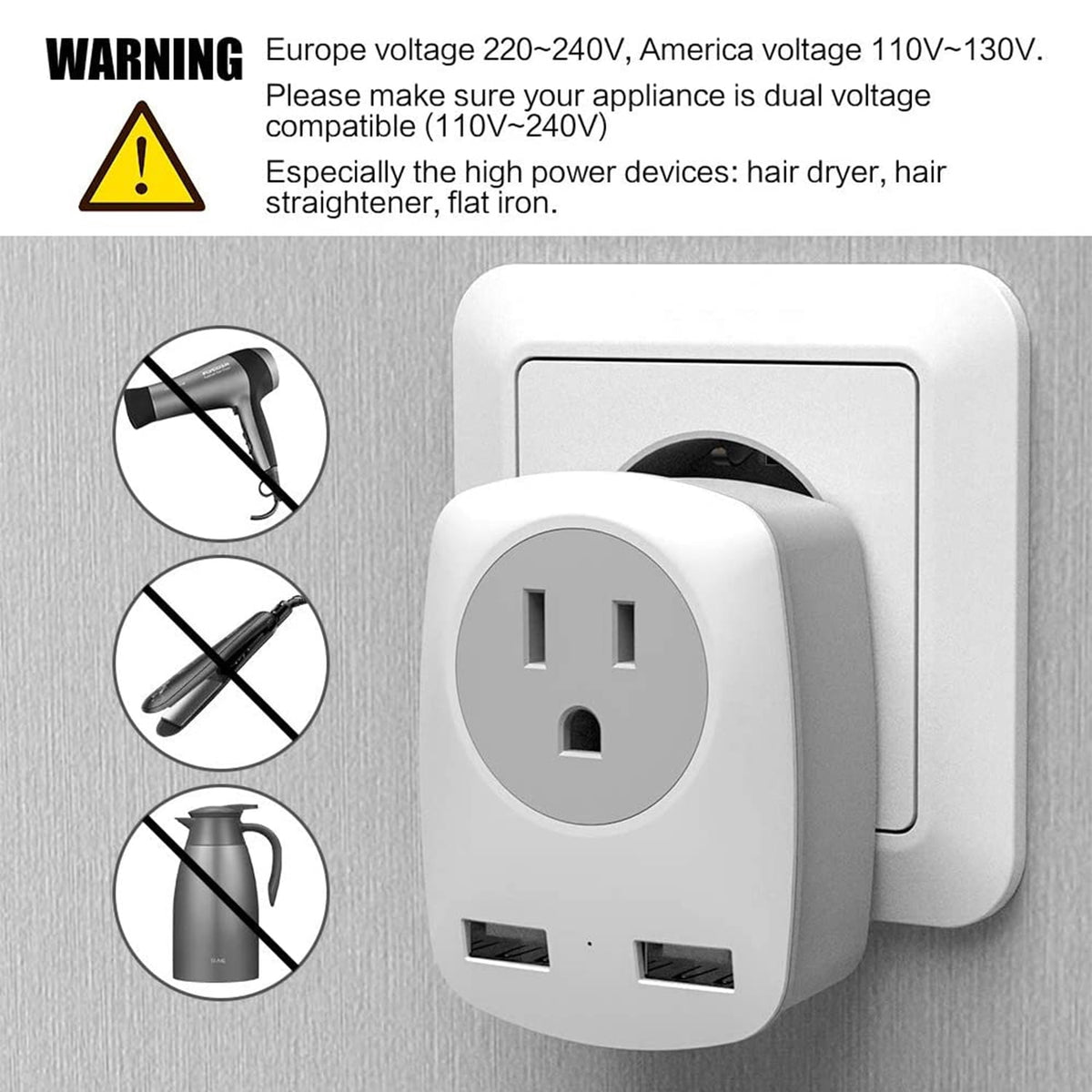 Travel Plug Adapter Set for Europe and the UK, Type C and Type G with USB Ports - Image 4