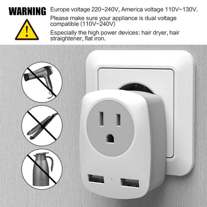 Travel Plug Adapter Set for Europe and the UK, Type C and Type G with USB Ports - Image 4