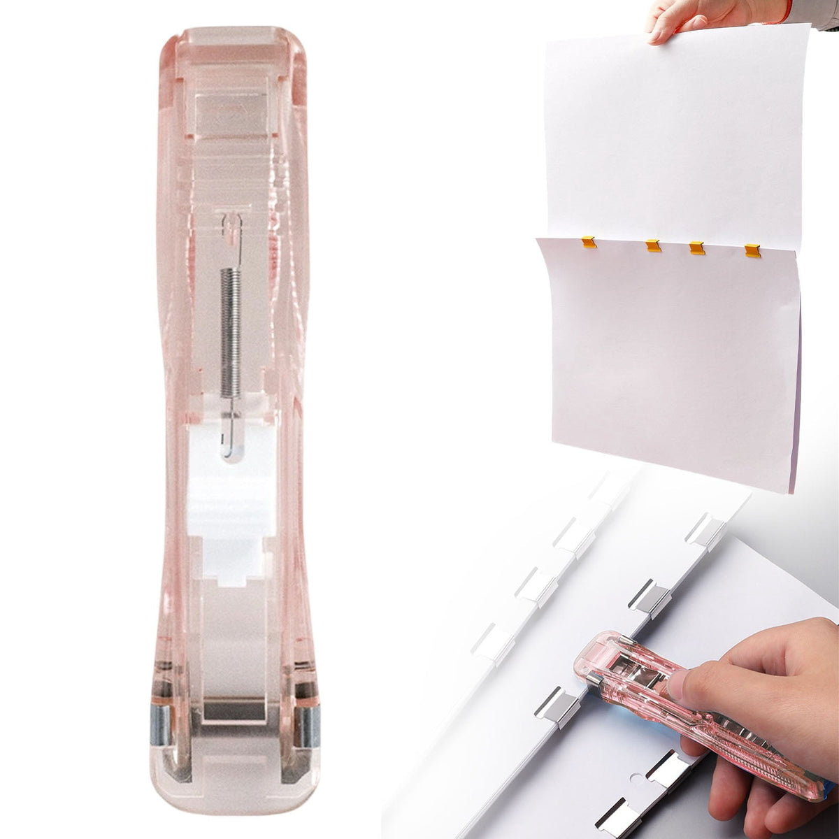 Handheld Paper Clip Dispenser, Push-Action Clamp Tool for Filing and Sorting - Image 3