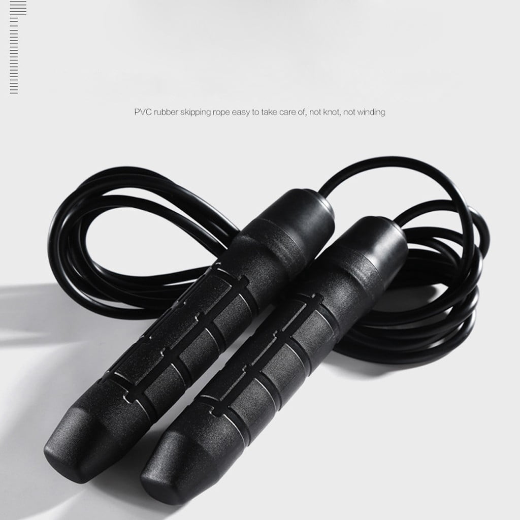 Speed Jump Rope, 10 Foot Adjustable Cable with Bearing Handles, Black - Image 4