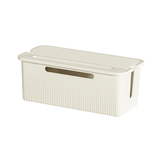Cable Management Box in White, 9.25 Inch Case to Hide a Power Strip and Cords