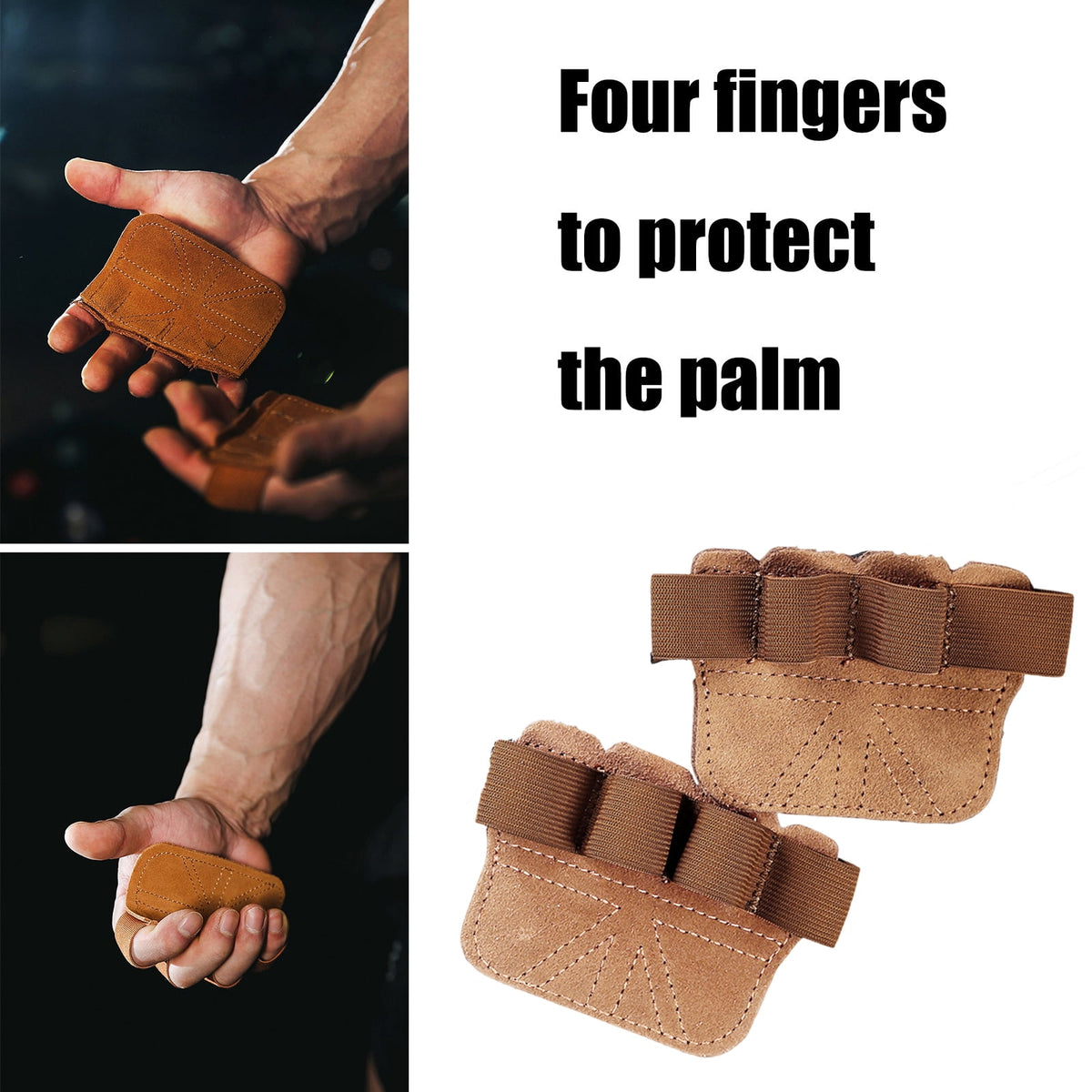 Weight Lifting Grip Pads, Four-Finger Palm Protectors, One Pair - Image 2