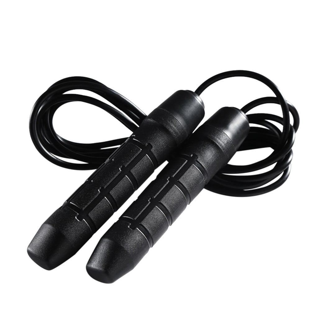 Speed Jump Rope, 10 Foot Adjustable Cable with Bearing Handles, Black