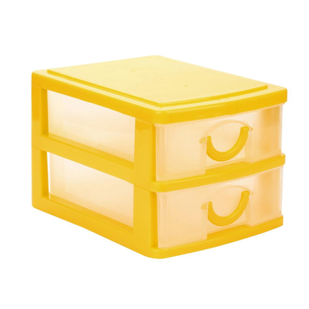 Clear Stacking Drawer Organizer in Sky Blue, 7 by 5 by 10 Inch Desktop Unit - Image 6