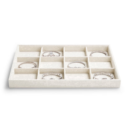 Linen Jewelry Tray with 12 Compartments, Beige Drawer Insert, 13.8 Inches Wide - Image 2