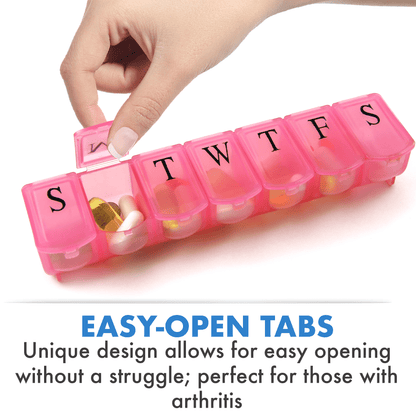 Weekly Pill Organizer, 2-Pack of 7-Day Cases in Bright Pink, BPA-Free - Image 6