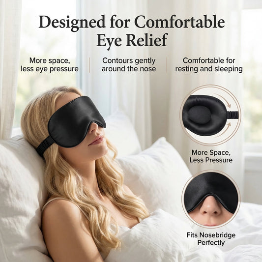 Contoured Sleep Masks, 4-Pack in Black and Pink with Adjustable Strap - Image 2