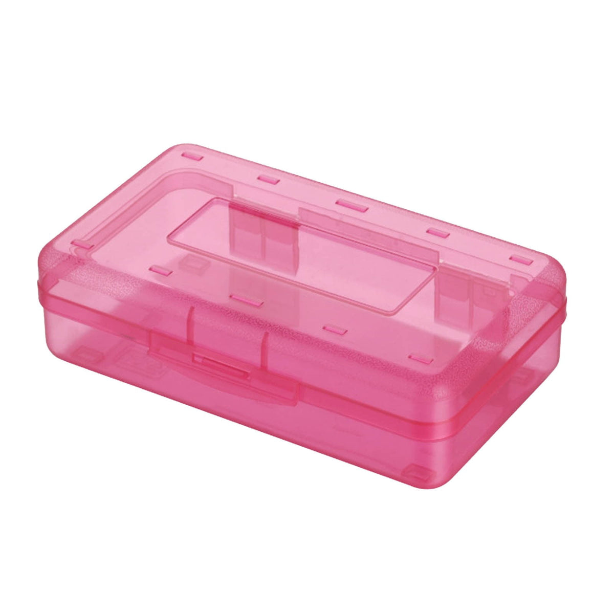 Clear Pencil Box with Snap Lid, Stackable Storage Case, 8.1 by 4.8 Inches - Image 4