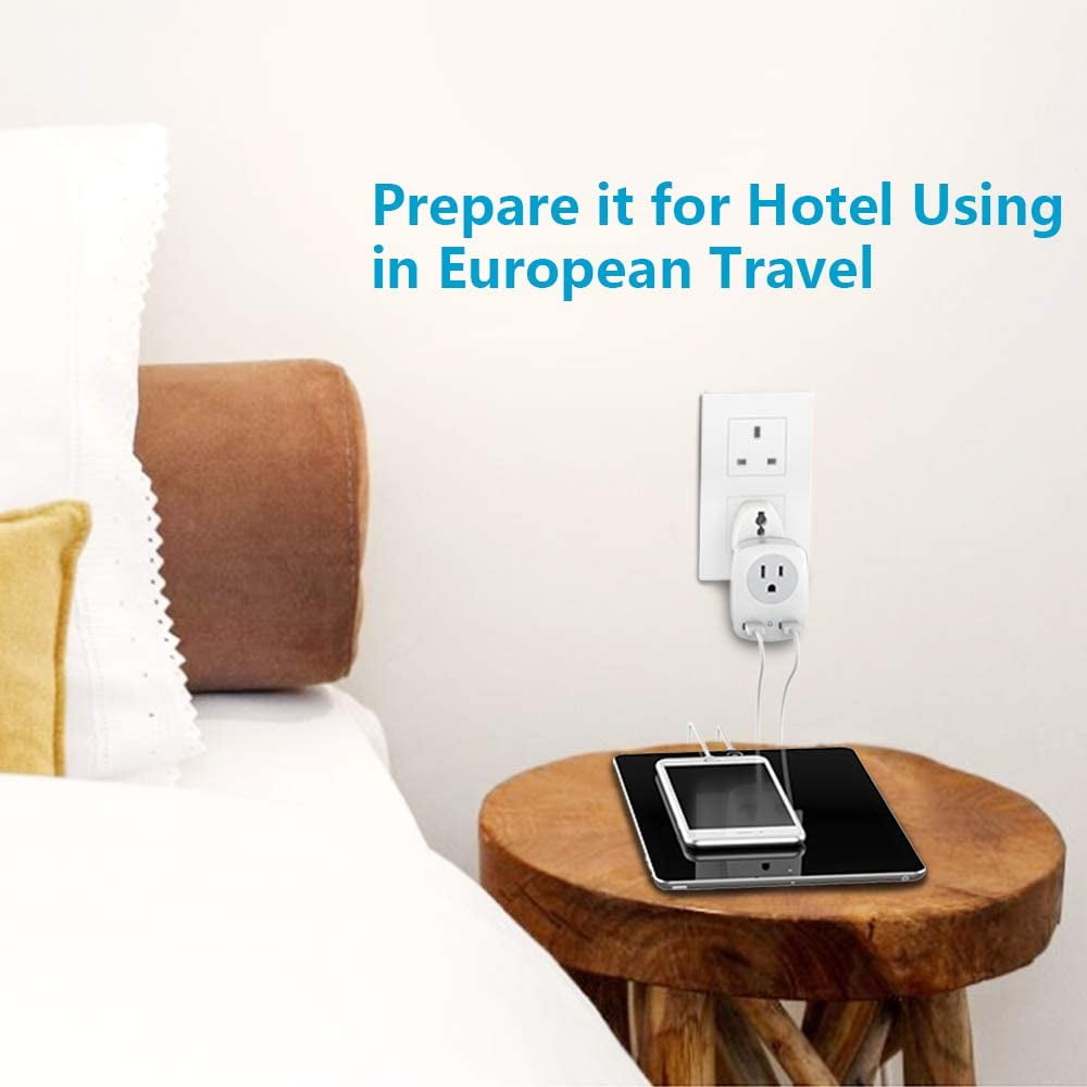 Travel Plug Adapter Set for Europe and the UK, Type C and Type G with USB Ports - Image 6