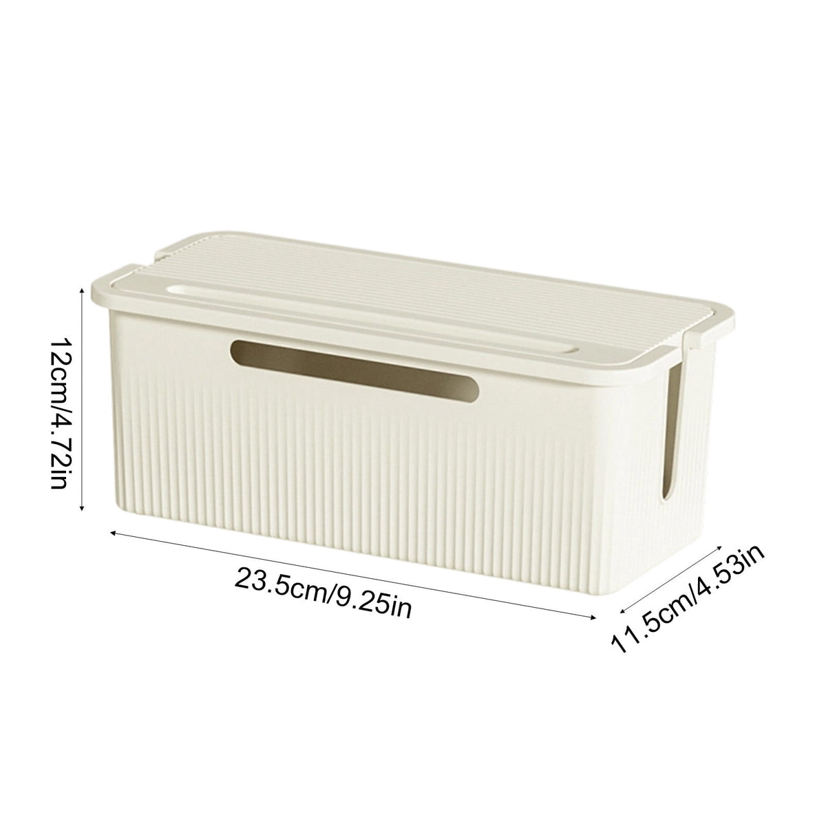 Cable Management Box in White, 9.25 Inch Case to Hide a Power Strip and Cords - Image 3