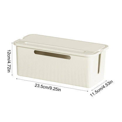 Cable Management Box in White, 9.25 Inch Case to Hide a Power Strip and Cords - Image 3