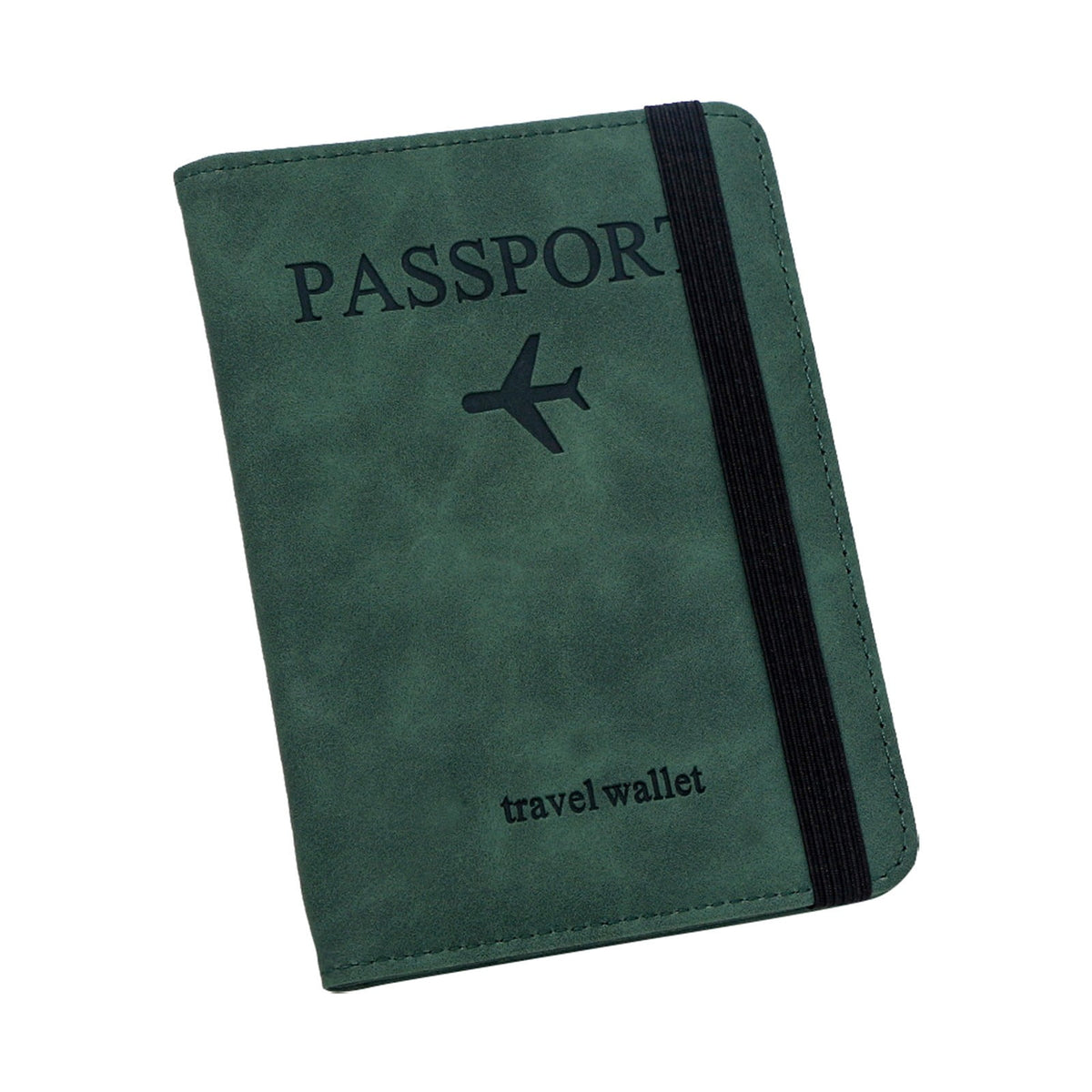 Passport Holder with Blocking Lining, Faux Leather Travel Wallet in Green