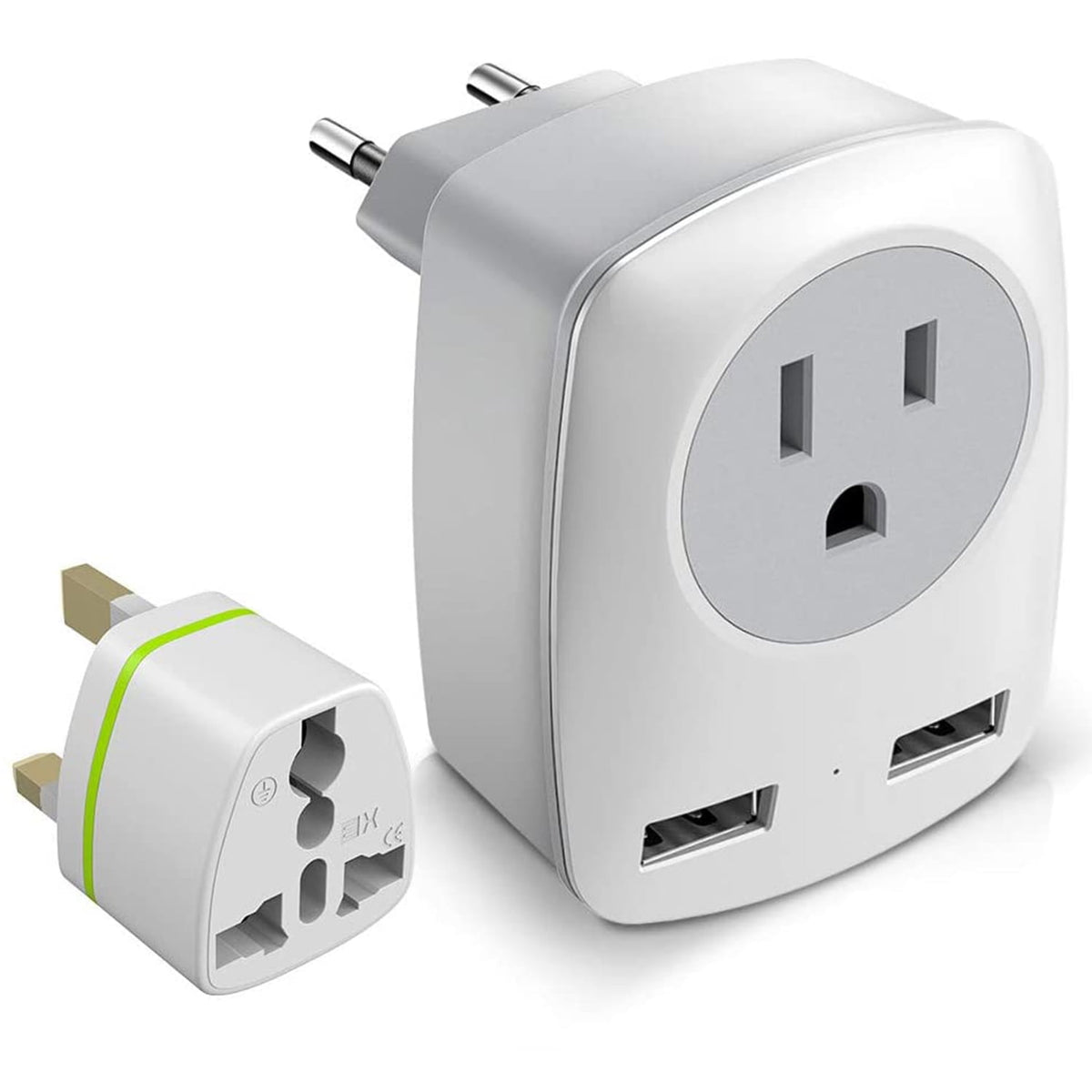 Travel Plug Adapter Set for Europe and the UK, Type C and Type G with USB Ports