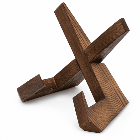 Wooden Cookbook Stand, Rustic Brown Holder for Recipe Books and Tablets