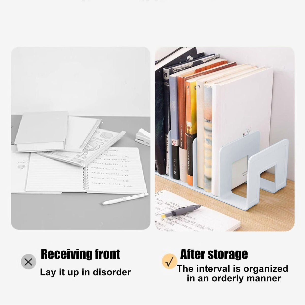 Desktop Bookshelf Organizer in White, 10.2 Inch Divider Stand for Books and Files - Image 6