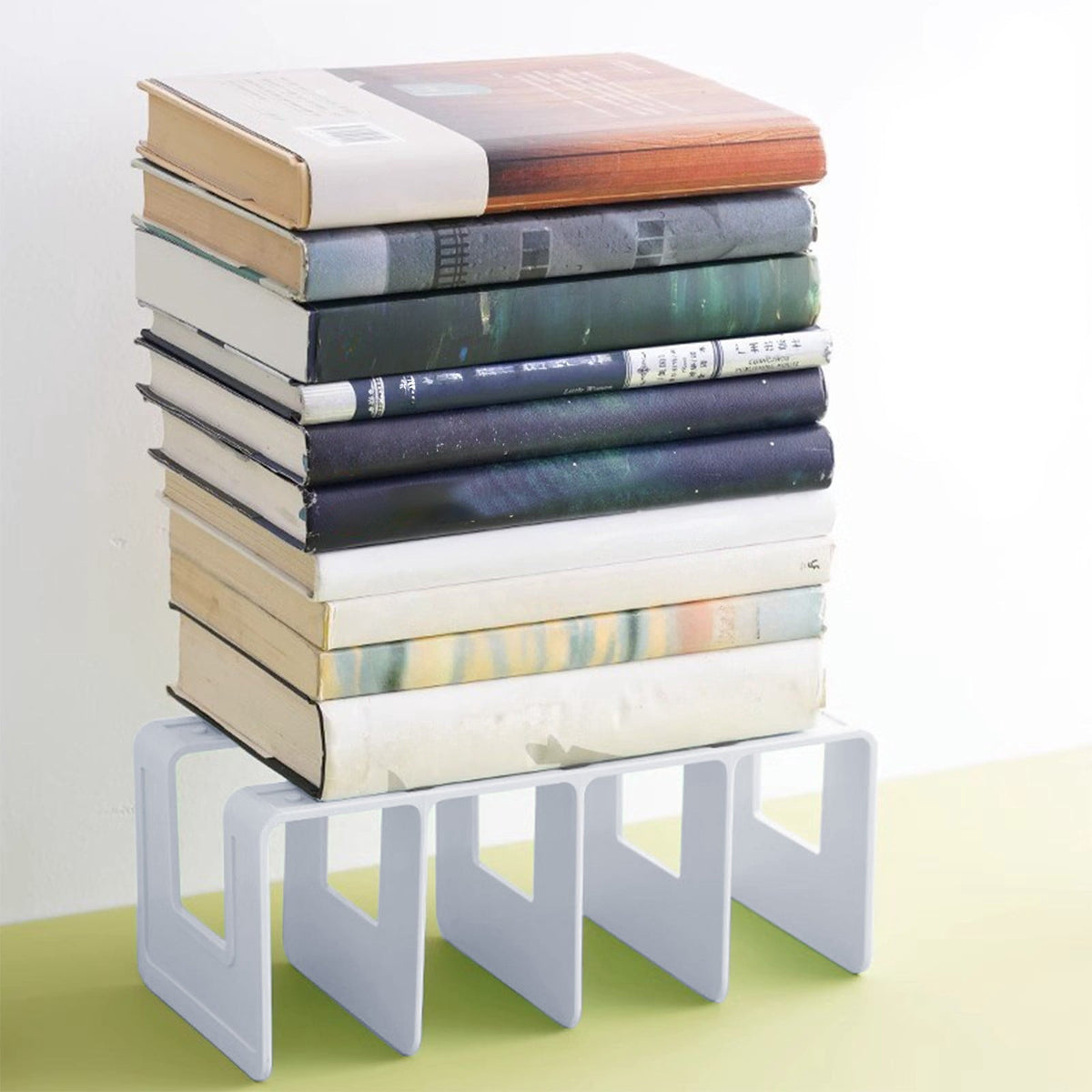 Desktop Bookshelf Organizer in White, 10.2 Inch Divider Stand for Books and Files - Image 4