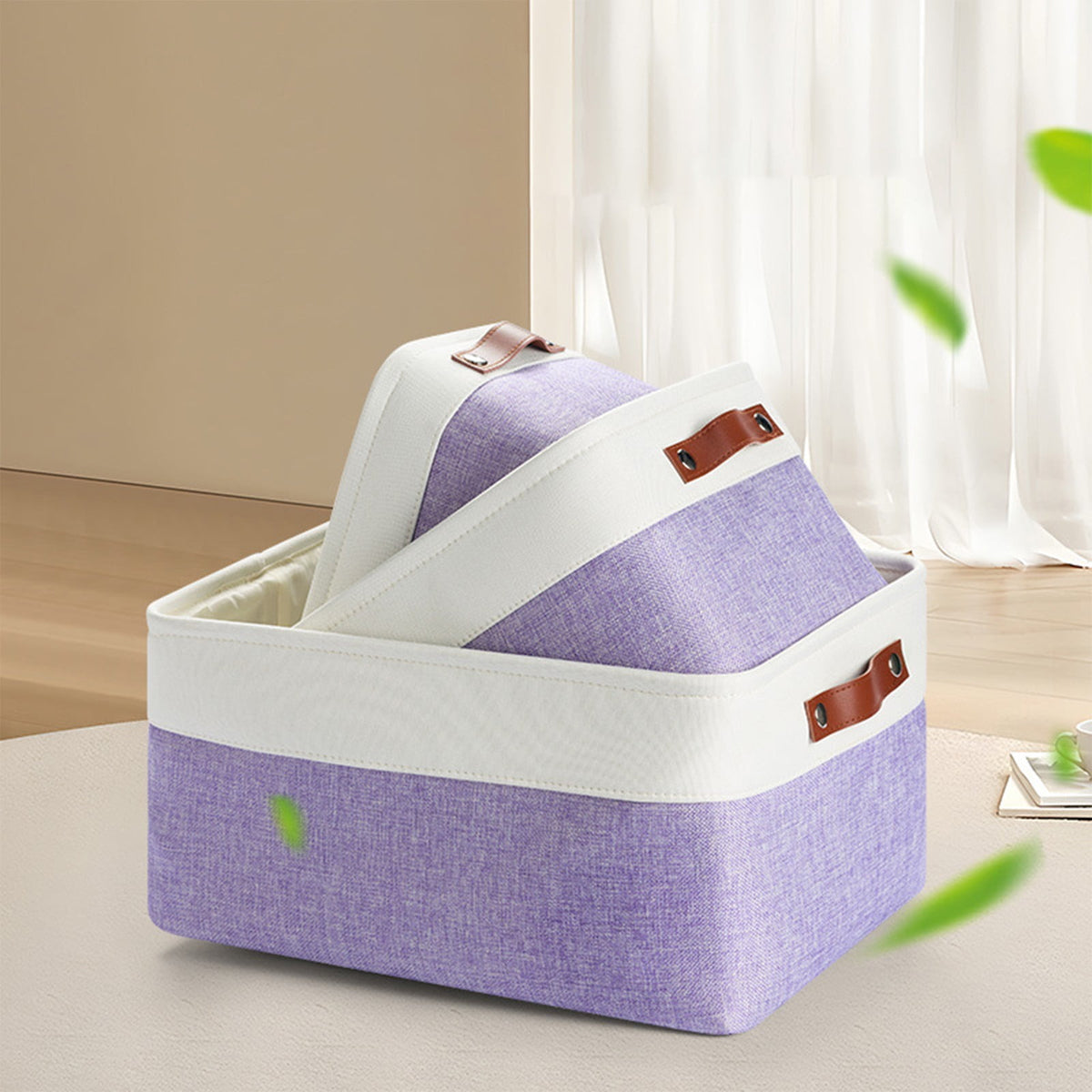 Foldable Cloth Storage Bin, 14 by 10 Inch Fabric Box for Wardrobe and Toys - Image 3