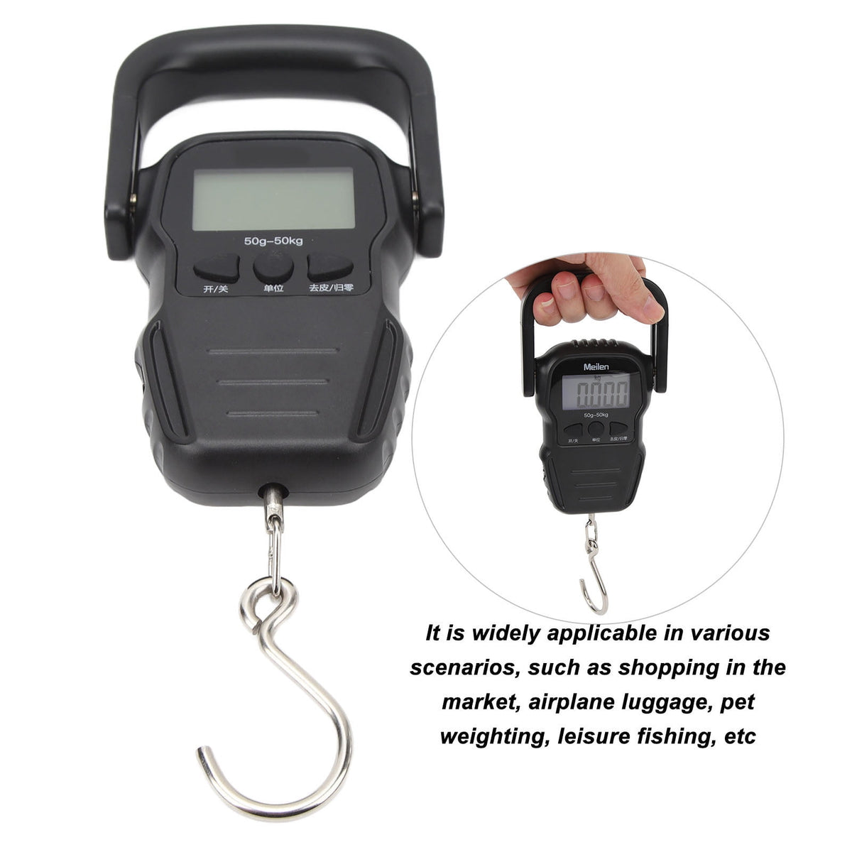 Digital Luggage Scale, Handheld Hanging Scale up to 110 lb with Backlit Screen - Image 5