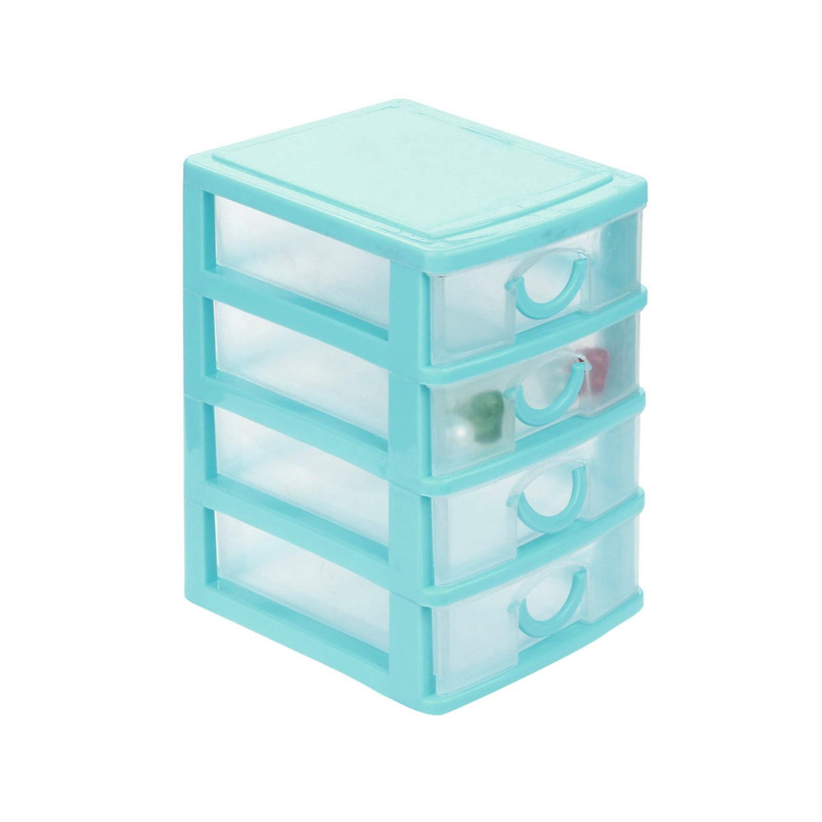 Clear Stacking Drawer Organizer in Sky Blue, 7 by 5 by 10 Inch Desktop Unit