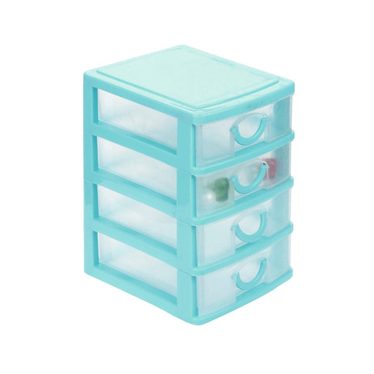 Clear Stacking Drawer Organizer in Sky Blue, 7 by 5 by 10 Inch Desktop Unit
