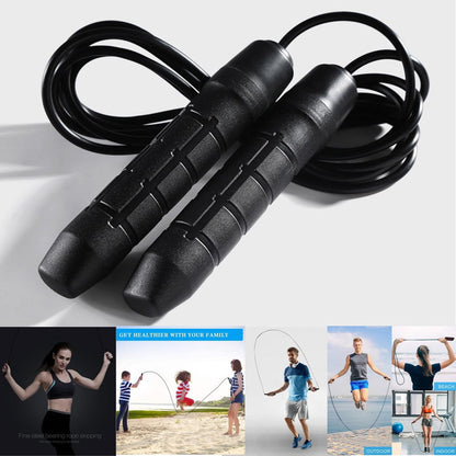 Speed Jump Rope, 10 Foot Adjustable Cable with Bearing Handles, Black - Image 2